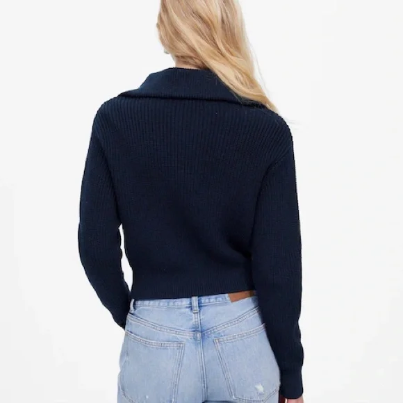 Madewell Ribbed Zip-Front Cardigan in Navy Size S - Picture 3 of 5